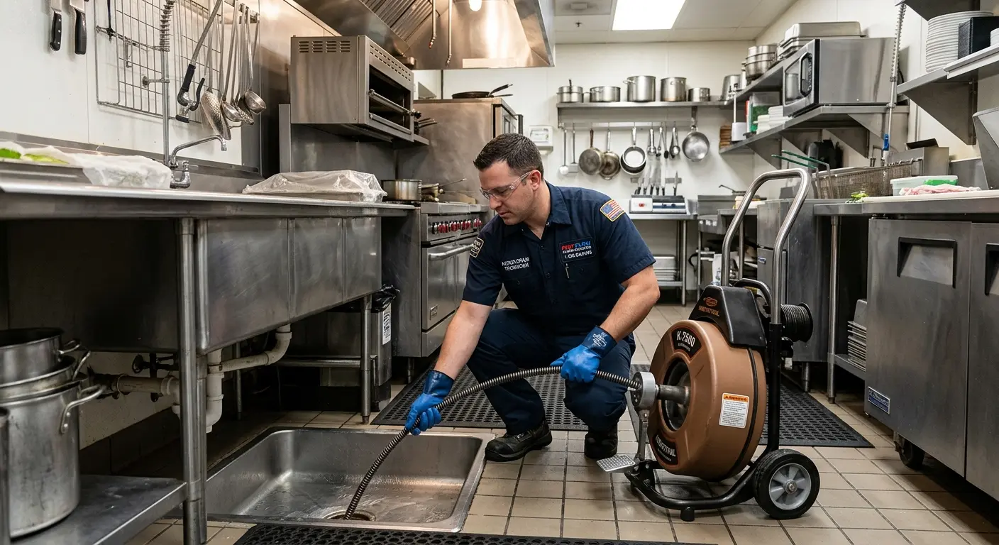 Commercial drain cleaning service in a restaurant kitchen in Hanover